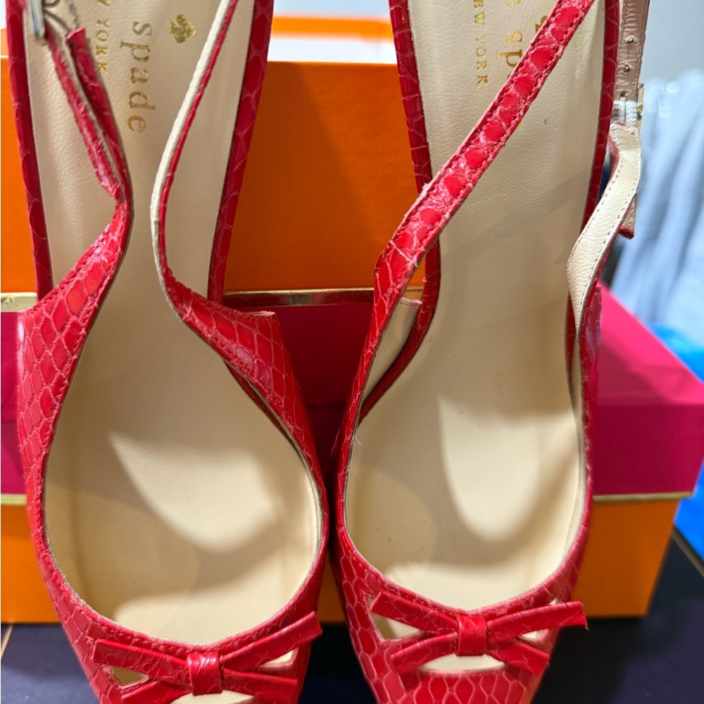 Kate Spade Red Heeled Slingback Pumps